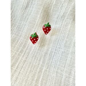 Cute red strawberry stud earrings